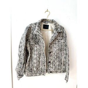 BLANKNYC Denim Trucker Jacket Snake Along Snakeskin Large